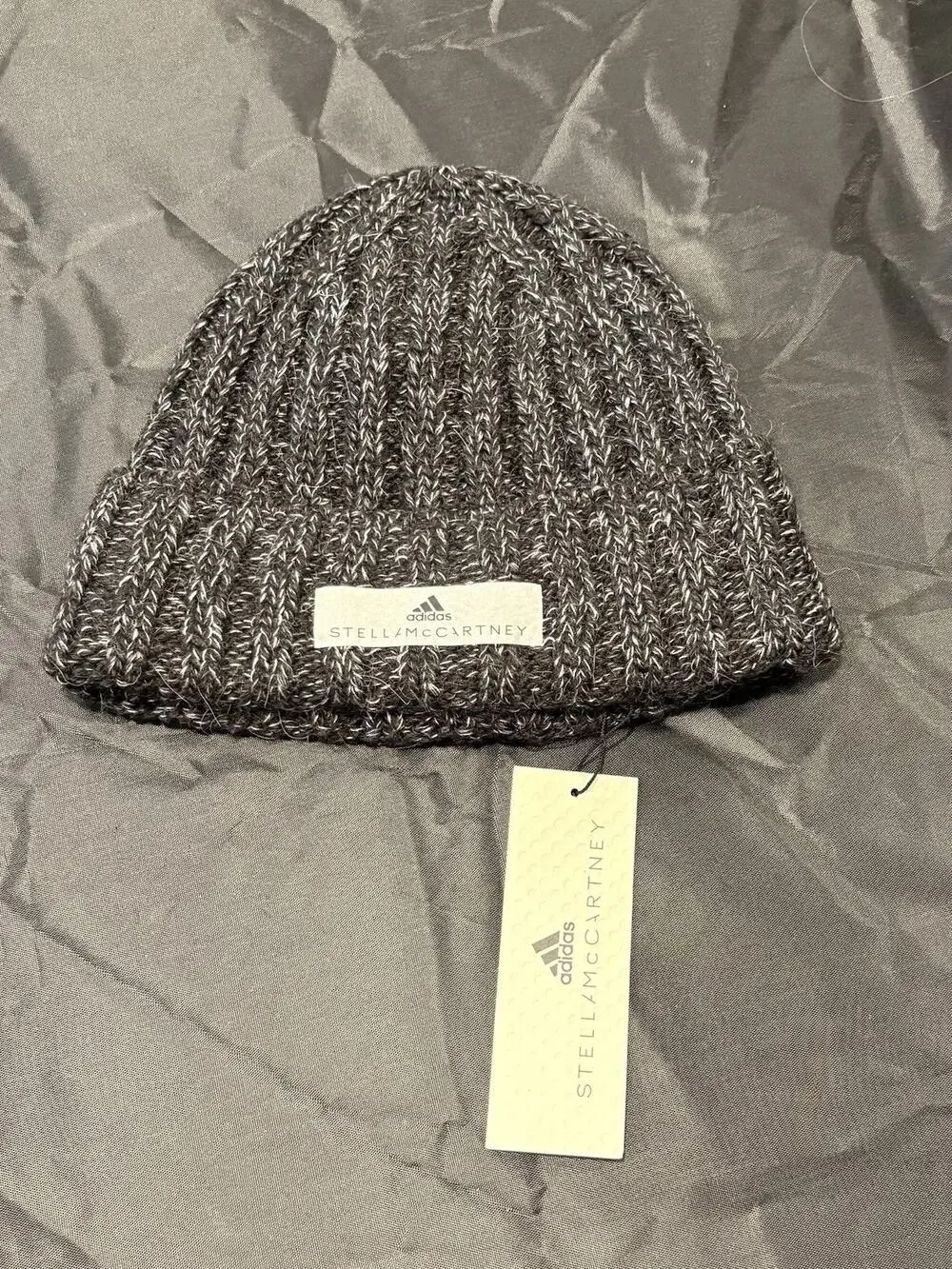 Stella McCartney x Adidas Hat Beanie Unisex Black & White Ribbed One Size Wool